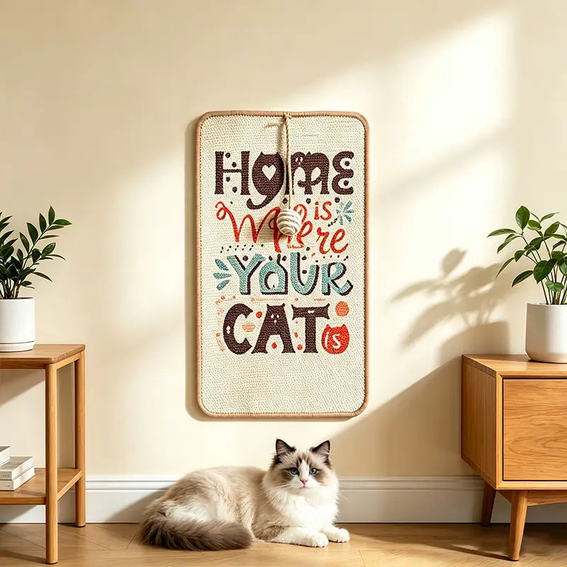 Printed Sisal Cat Scratching Mat, Wall-Mounted Cat Scratch Pad for Furniture and Wall Protection, Non-Slip Cat Scratching Mat for Indoor Cats and Kittens