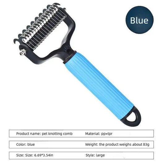 Professional Pet Grooming Tool - Universal Detangling Comb for Dogs, Stainless Steel Double-Sided Design for Effective Shedding and Matted Hair Removal, Essential Daily Coat Maintenance Supplies.