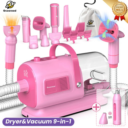 【Geoorood】 Geoorood Dog Grooming All-In-One Kit with Vacuum Brush 2.5L Large Pog, Stainless Steel Blades Lightweight Design 13Kpa Suction Force Portable Cleaning Set #Summervibes #Petlovers