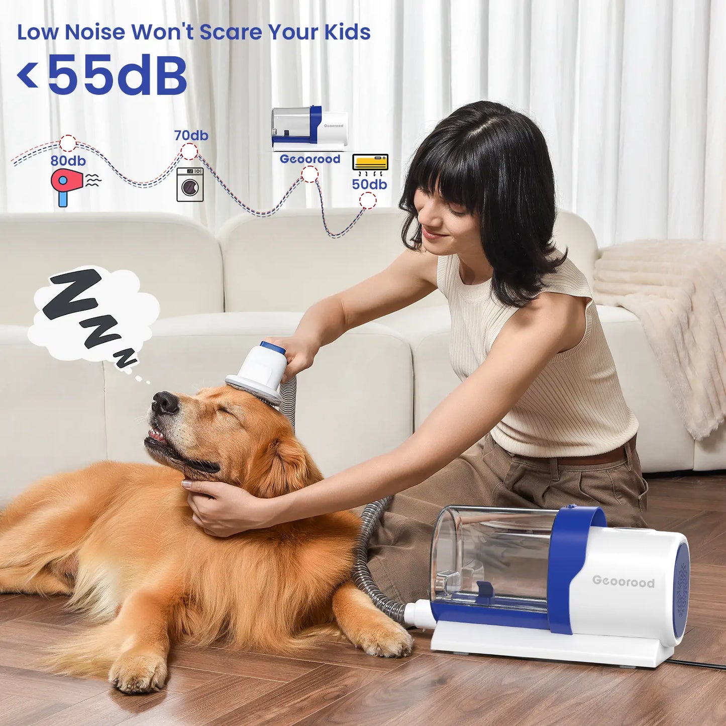 【Geoorood】 Geoorood Dog Grooming All-In-One Kit with Vacuum Brush 2.5L Large Pog, Stainless Steel Blades Lightweight Design 13Kpa Suction Force Portable Cleaning Set #Summervibes #Petlovers