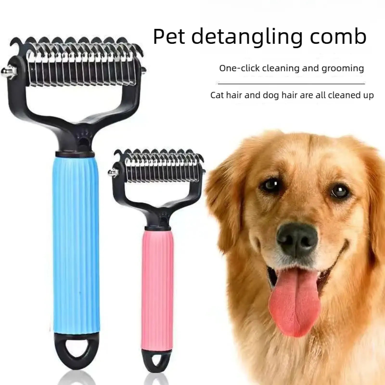 Professional Pet Grooming Tool - Universal Detangling Comb for Dogs, Stainless Steel Double-Sided Design for Effective Shedding and Matted Hair Removal, Essential Daily Coat Maintenance Supplies.
