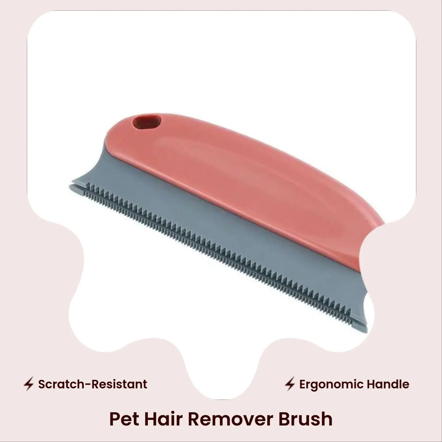 Pet Hair Remover Brush with Scratch-Resistant Rubber Bristles for Cats & Dogs Cleans Furniture Carpet & Car Seats Easy to Clean Ergonomic Handle