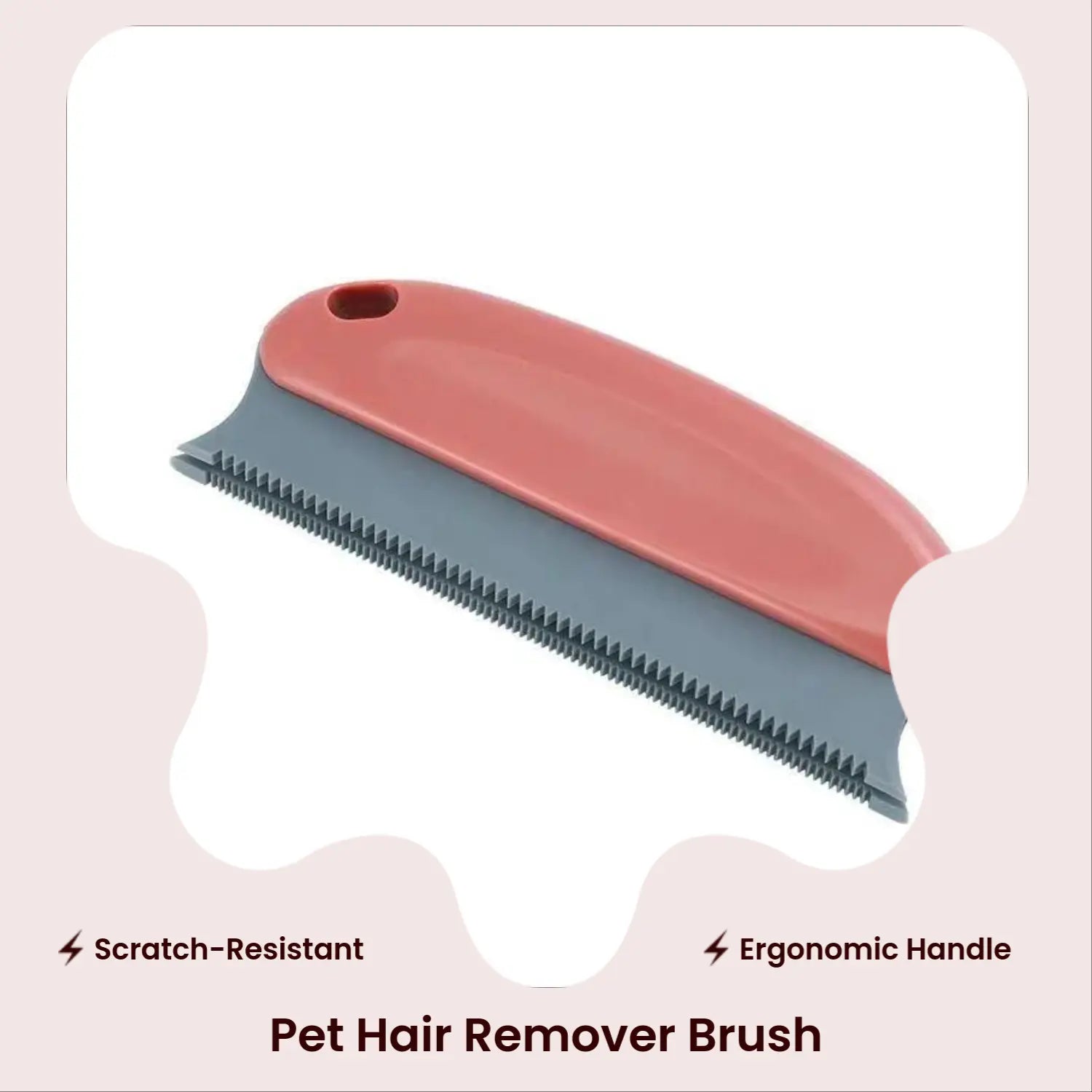 Pet Hair Remover Brush with Scratch-Resistant Rubber Bristles for Cats & Dogs Cleans Furniture Carpet & Car Seats Easy to Clean Ergonomic Handle