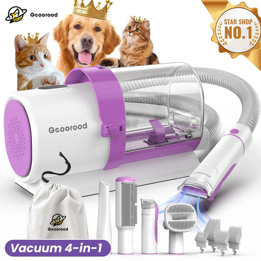 【Geoorood】 Geoorood Dog Grooming All-In-One Kit with Vacuum Brush 2.5L Large Pog, Stainless Steel Blades Lightweight Design 13Kpa Suction Force Portable Cleaning Set #Summervibes #Petlovers