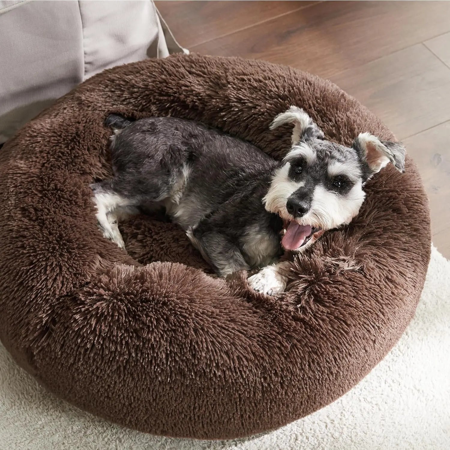 Lesure Soft Donut Bed - Cozy Fluffy Calming Bed for Small/Medium/Large Dogs & Cats, Soft Plush round Pet Bed for Comfort, Washable, Anti-Slip Bottom, Camas Para Perros, Pet Supplies Bedding