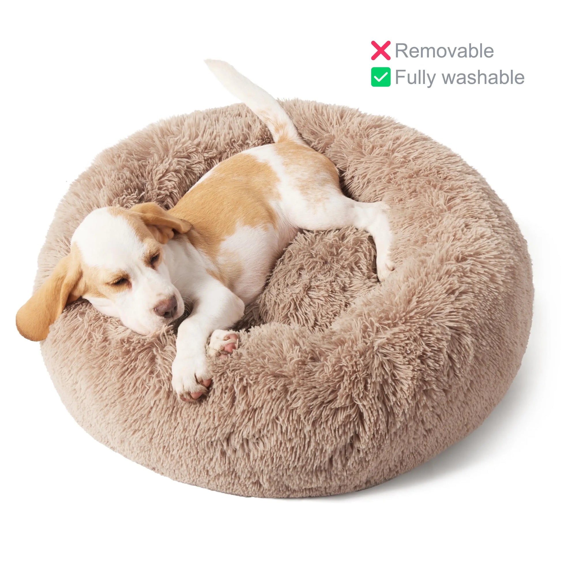 Lesure Soft Donut Bed - Cozy Fluffy Calming Bed for Small/Medium/Large Dogs & Cats, Soft Plush round Pet Bed for Comfort, Washable, Anti-Slip Bottom, Camas Para Perros, Pet Supplies Bedding