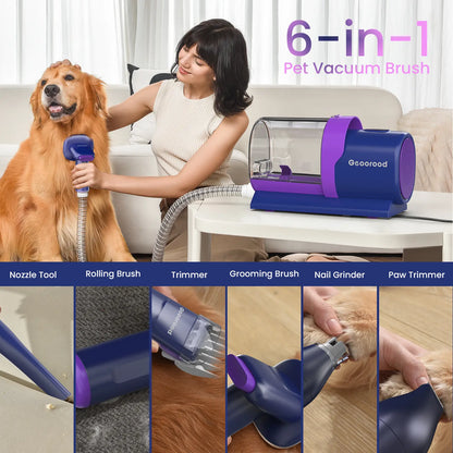 【Geoorood】 Geoorood Dog Grooming All-In-One Kit with Vacuum Brush 2.5L Large Pog, Stainless Steel Blades Lightweight Design 13Kpa Suction Force Portable Cleaning Set #Summervibes #Petlovers