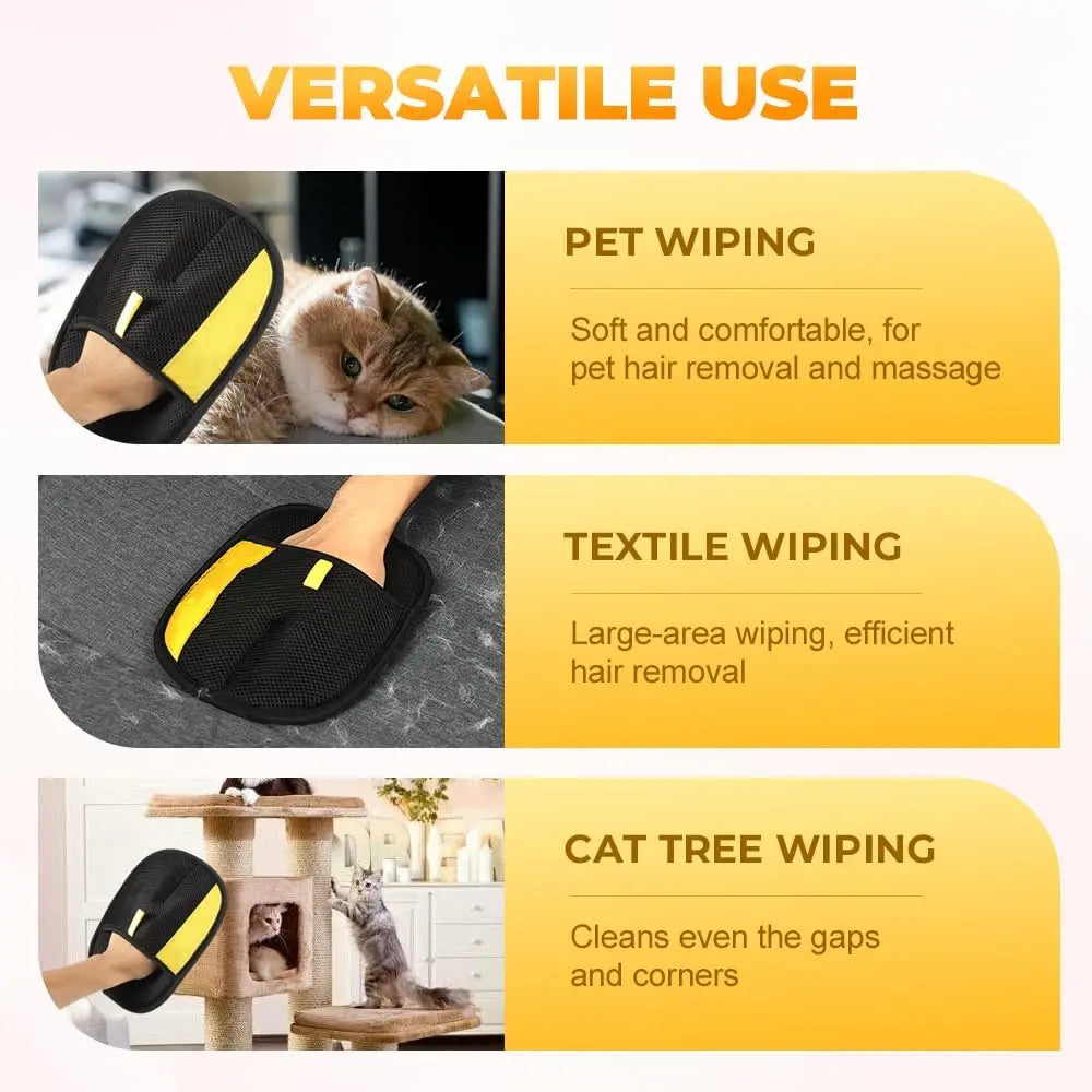 Pet Hair Remover Electrostatic Gloves Ergonomic Reusable for Cats & Dogs Eco Friendly Washable Tool for Couch Furniture Carpet with Static Technology for Effortless Cleaning
