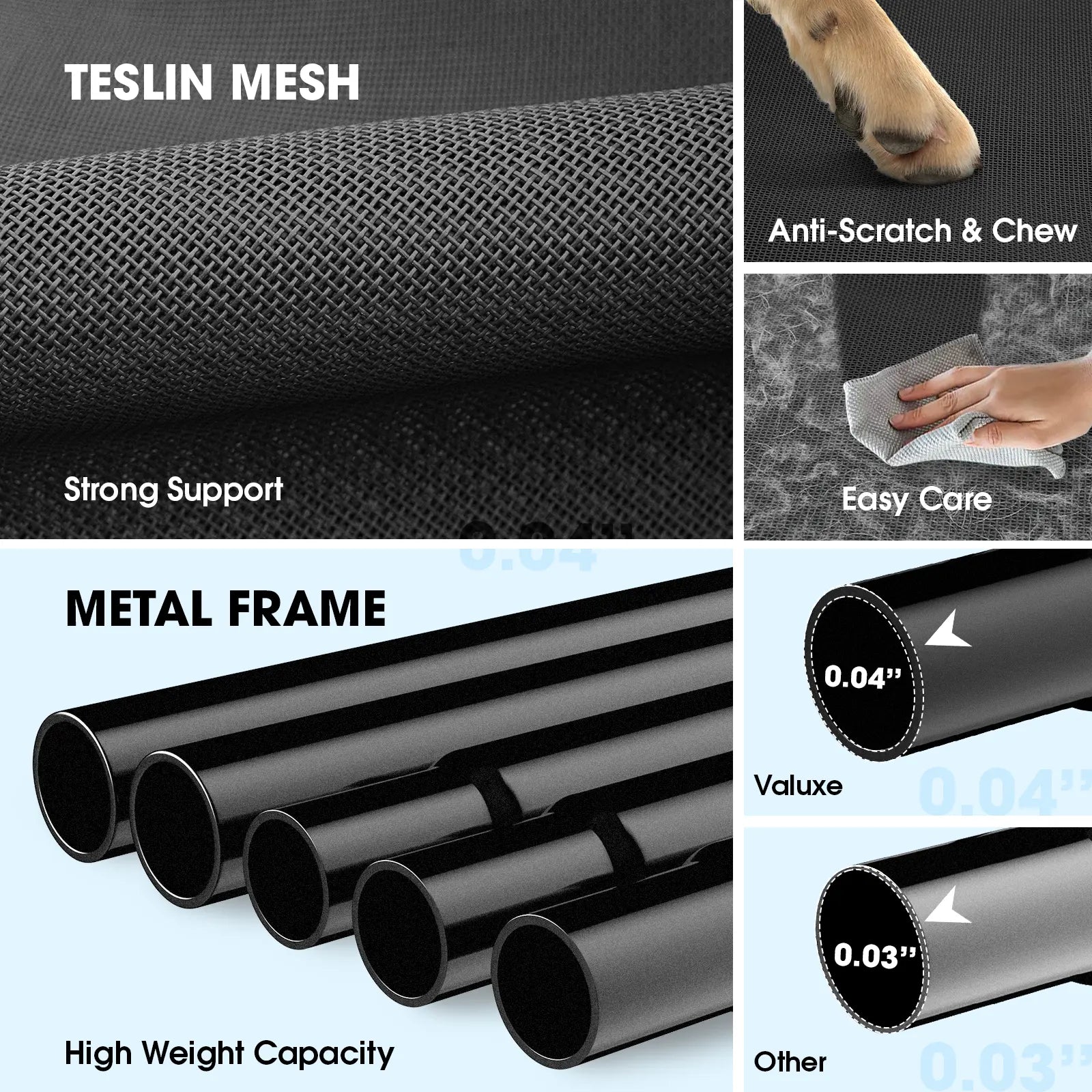 【Tiktokshopstockup】 VALUXE Elevated Dog Bed for Large Dogs, Cooling Pet Cot with Breathable Mesh & Durable Frame, Easy to Clean Raised Pet Mats for Indoor & Outdoor Home Summervibes Petlovers