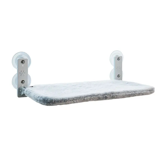 Foldable Cat Window Perch - Easy-Install, Strong Metal Frame with 4 Powerful Suction Cups, Cozy & Safe Sunbathing Perch for Cats, Foldable Design for Space Saving