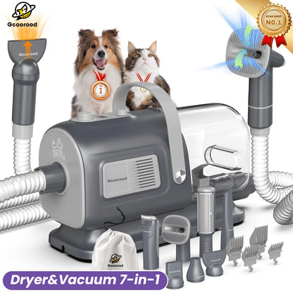 【Geoorood】 Geoorood Dog Grooming All-In-One Kit with Vacuum Brush 2.5L Large Pog, Stainless Steel Blades Lightweight Design 13Kpa Suction Force Portable Cleaning Set #Summervibes #Petlovers