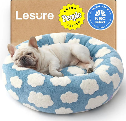 Lesure Soft Donut Bed - Cozy Fluffy Calming Bed for Small/Medium/Large Dogs & Cats, Soft Plush round Pet Bed for Comfort, Washable, Anti-Slip Bottom, Camas Para Perros, Pet Supplies Bedding