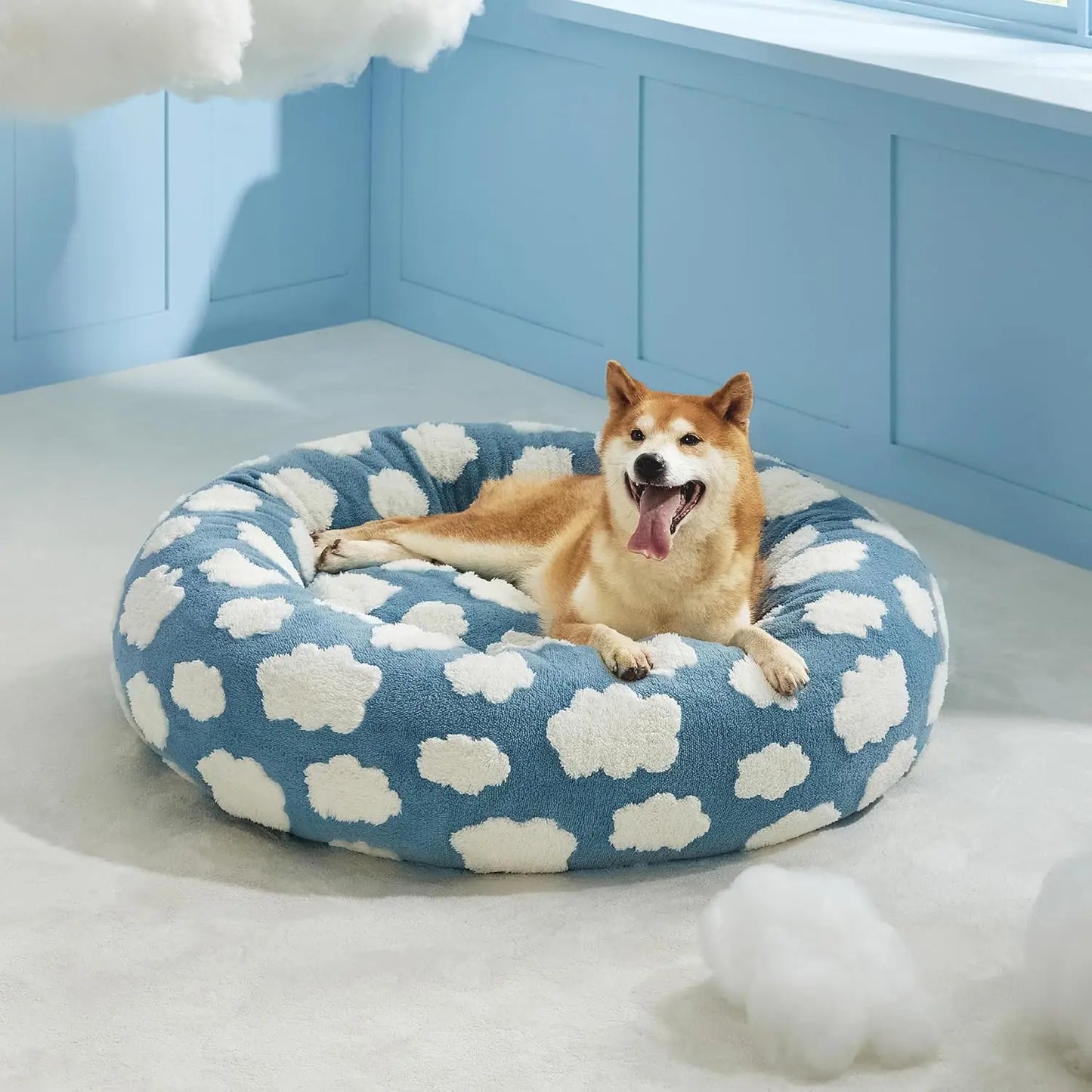 Lesure Soft Donut Bed - Cozy Fluffy Calming Bed for Small/Medium/Large Dogs & Cats, Soft Plush round Pet Bed for Comfort, Washable, Anti-Slip Bottom, Camas Para Perros, Pet Supplies Bedding