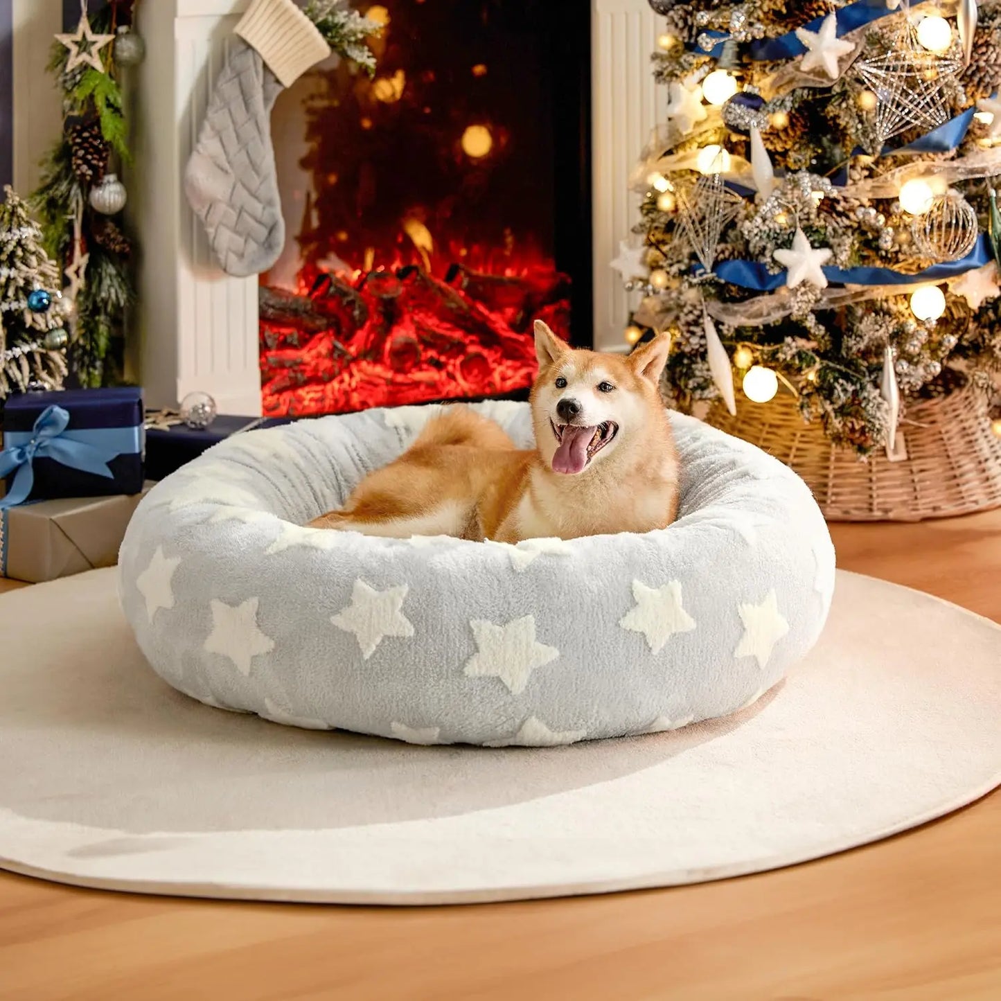 Lesure Soft Donut Bed - Cozy Fluffy Calming Bed for Small/Medium/Large Dogs & Cats, Soft Plush round Pet Bed for Comfort, Washable, Anti-Slip Bottom, Camas Para Perros, Pet Supplies Bedding