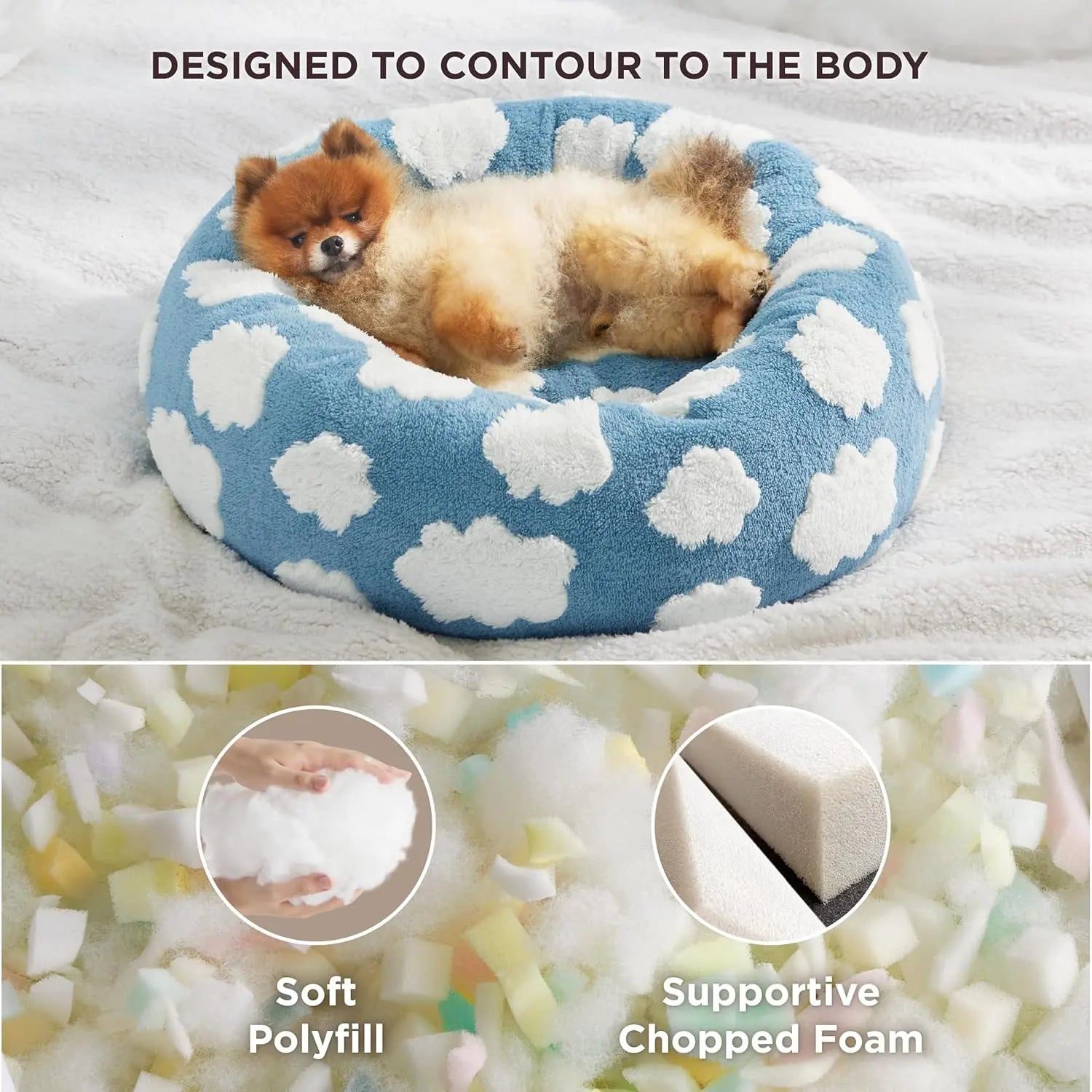 Lesure Soft Donut Bed - Cozy Fluffy Calming Bed for Small/Medium/Large Dogs & Cats, Soft Plush round Pet Bed for Comfort, Washable, Anti-Slip Bottom, Camas Para Perros, Pet Supplies Bedding