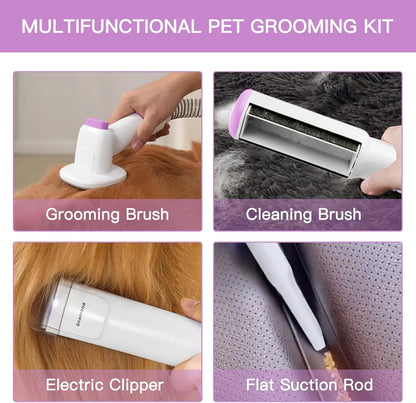 【Geoorood】 Geoorood Dog Grooming All-In-One Kit with Vacuum Brush 2.5L Large Pog, Stainless Steel Blades Lightweight Design 13Kpa Suction Force Portable Cleaning Set #Summervibes #Petlovers