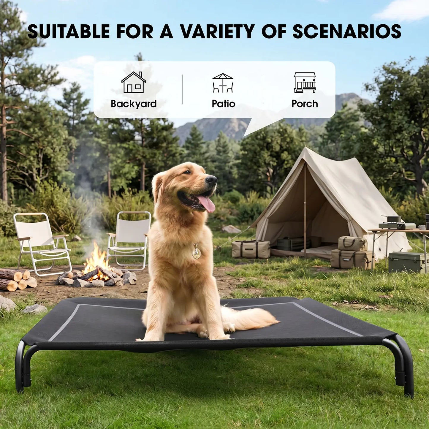 【Tiktokshopstockup】 VALUXE Elevated Dog Bed for Large Dogs, Cooling Pet Cot with Breathable Mesh & Durable Frame, Easy to Clean Raised Pet Mats for Indoor & Outdoor Home Summervibes Petlovers