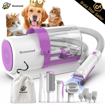 【Geoorood】 Geoorood Dog Grooming All-In-One Kit with Vacuum Brush 2.5L Large Pog, Stainless Steel Blades Lightweight Design 13Kpa Suction Force Portable Cleaning Set #Summervibes #Petlovers