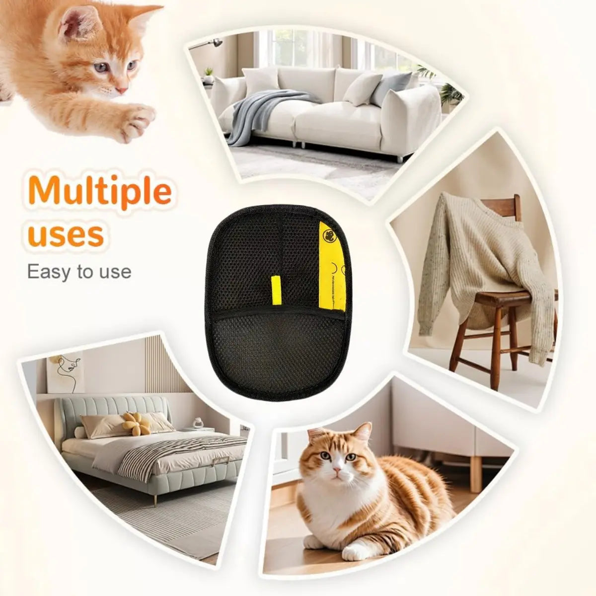 Pet Hair Remover Electrostatic Gloves Ergonomic Reusable for Cats & Dogs Eco Friendly Washable Tool for Couch Furniture Carpet with Static Technology for Effortless Cleaning